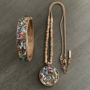 Kenneth Cole Gold Tone Necklace & Bangle Bracelet